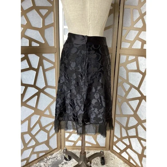 MARC JACOBS overlay skirt rayon silk Sz 2 s xs  rawline edge Black A line - Picture 4 of 6